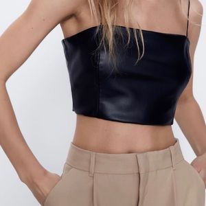 Zara XS Faux Leather Crop Top